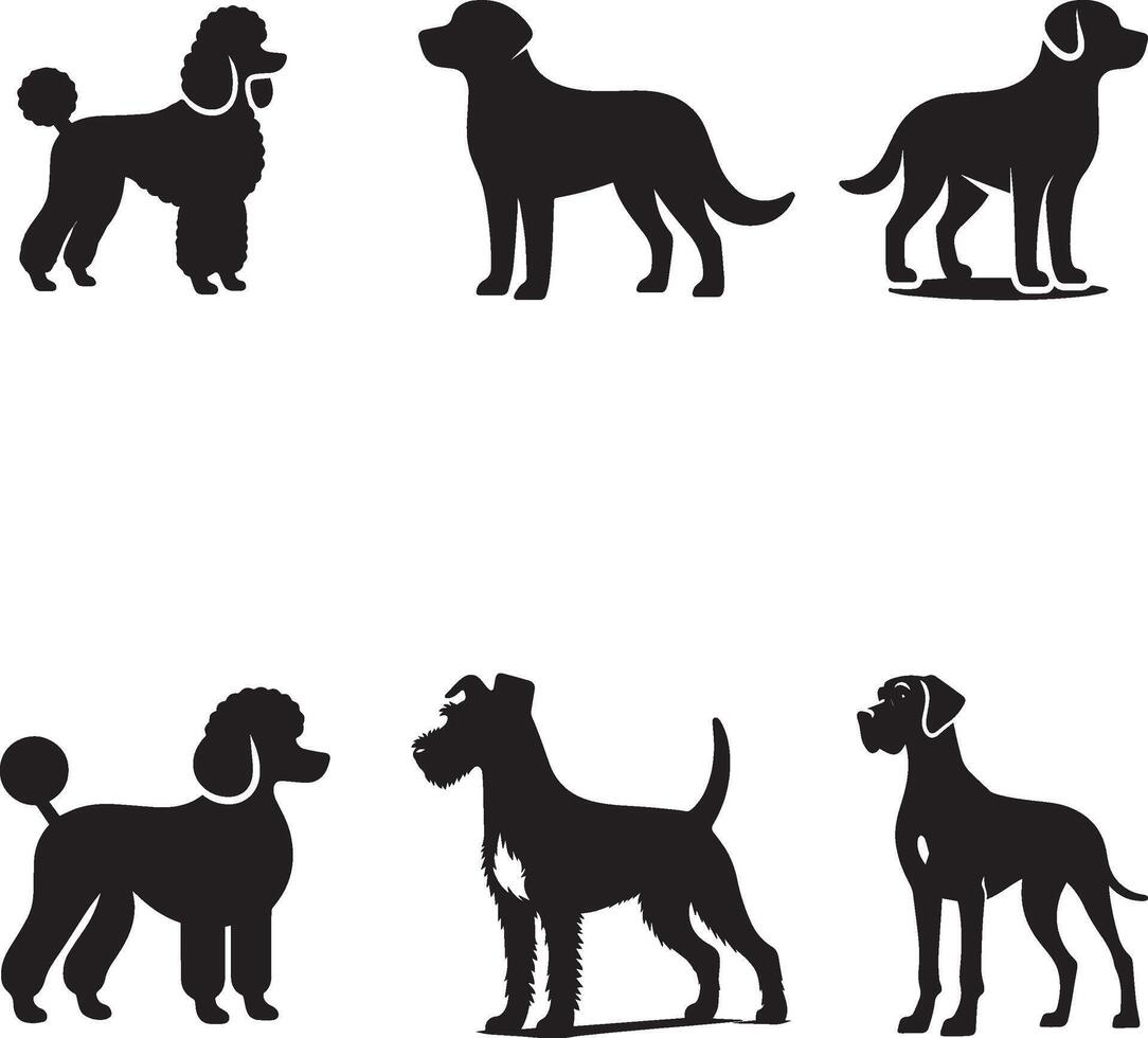 Silhouettes of various dog vector