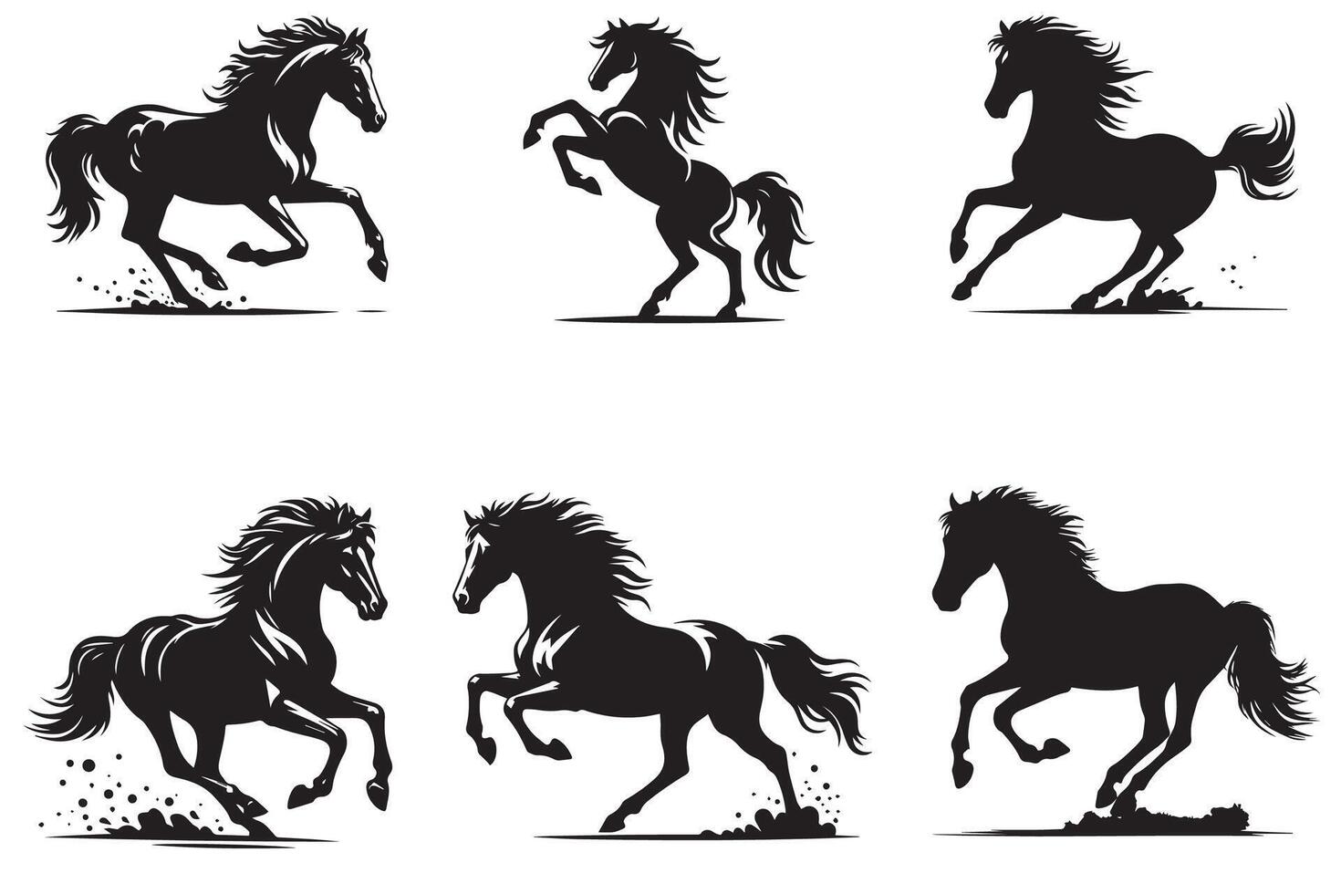 Silhouettes of Rearing Horses vector
