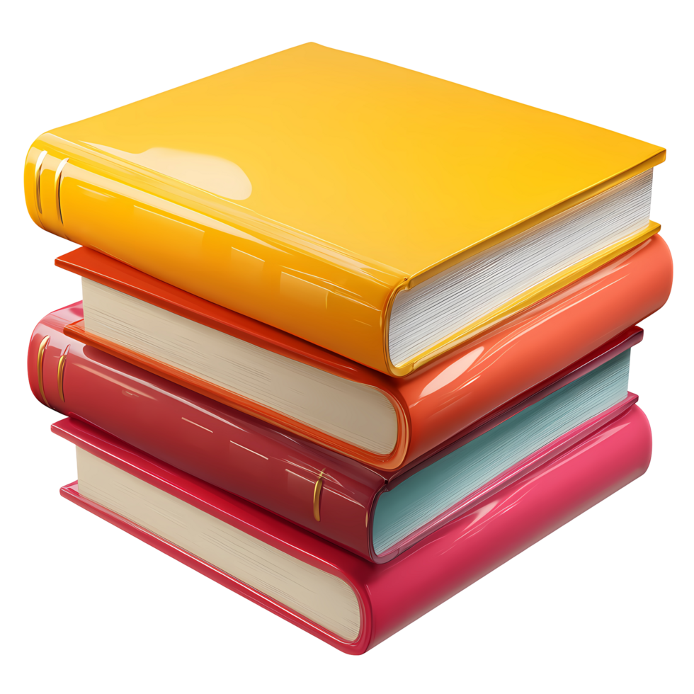 Stack of Colorful Books Illustration on Transparent Background stack four png