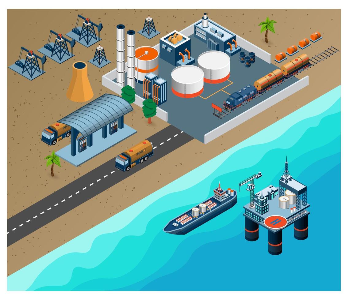 Oil and gas industry depiction vector