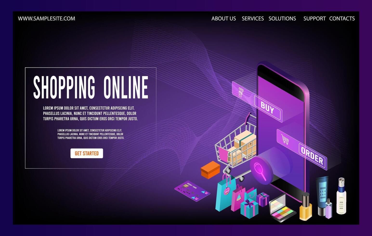Isometric illustration of online shopping vector