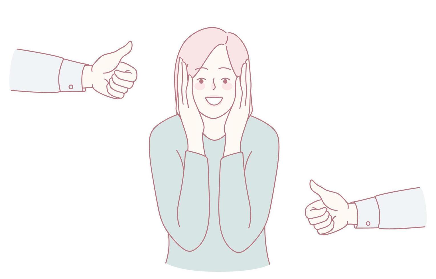 A joyful reaction, exemplified by a thumbs up from truly supportive and encouraging hands vector