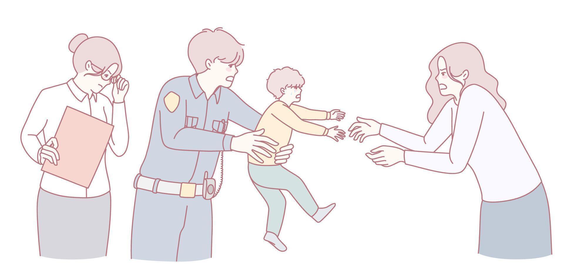 The Process of Child Custody Exchange That Involves Parents and Relevant Authorities Involved vector