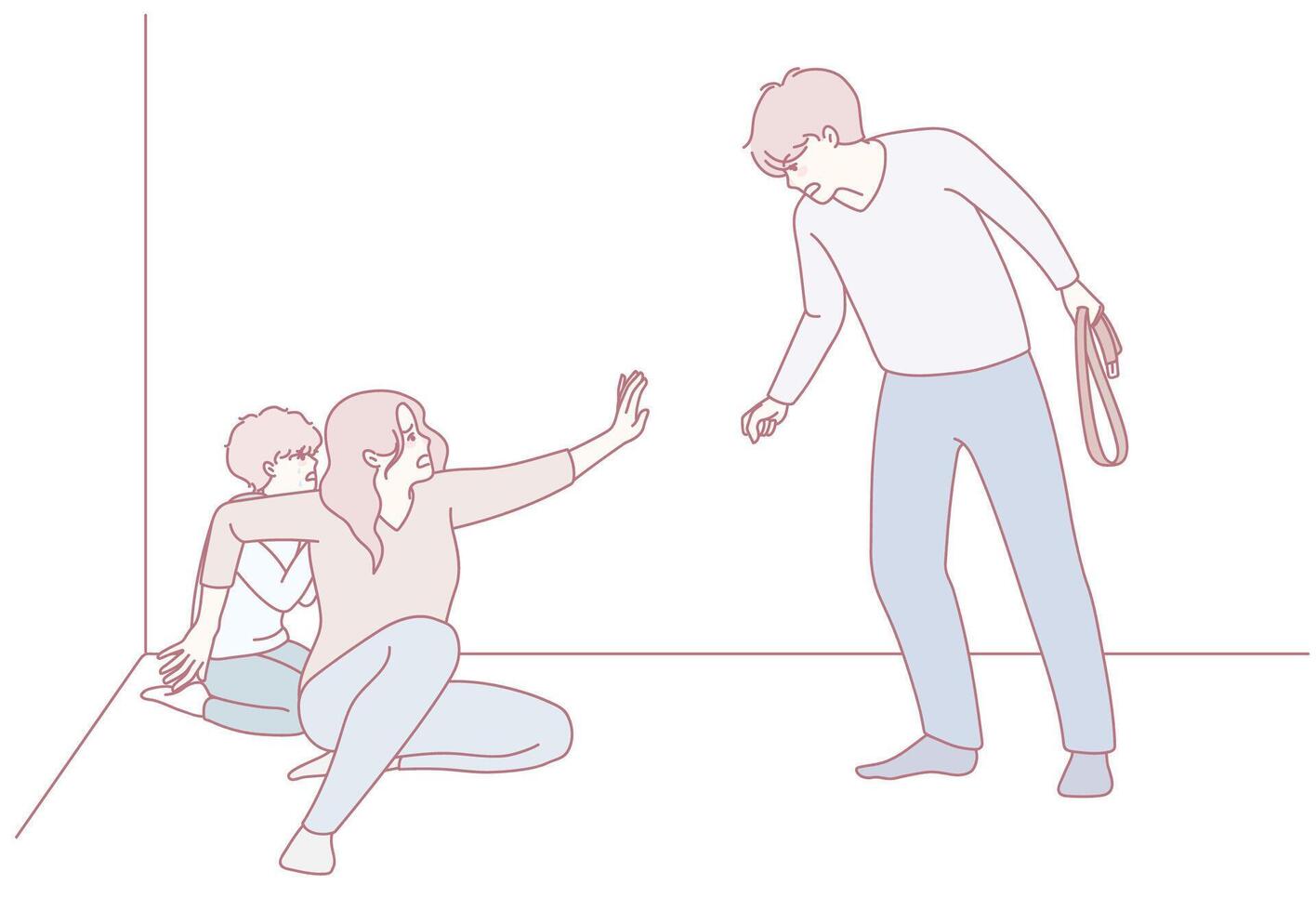 Conflict and Protection A Visual Representation of a Tense Situation That Unfolds vector
