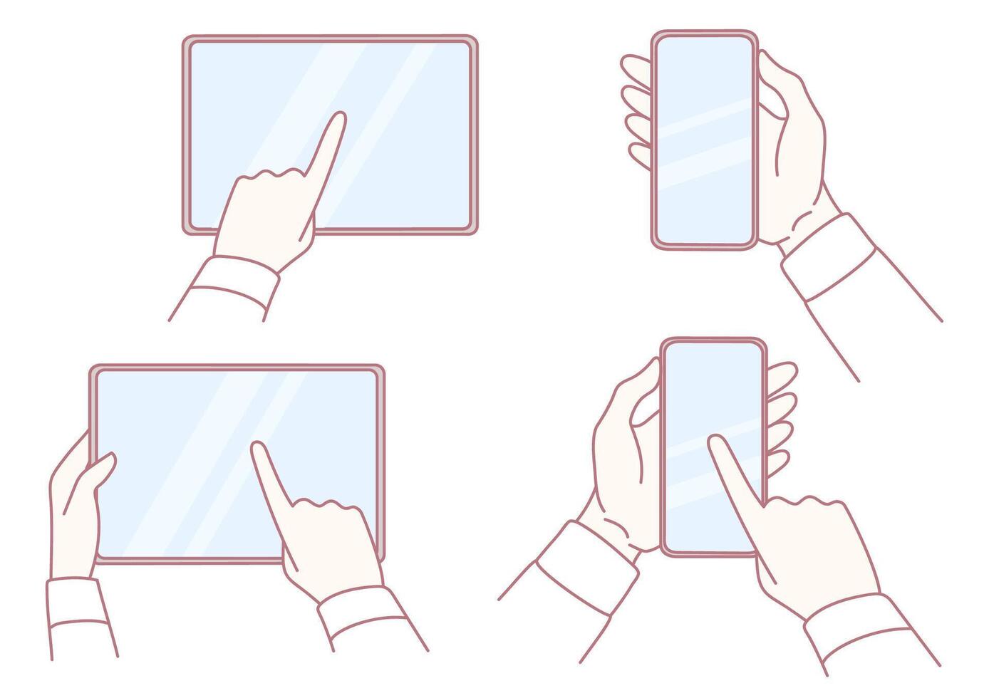 Touchscreen Interaction with Mobile Devices such as Smartphones and Tablets for Users vector