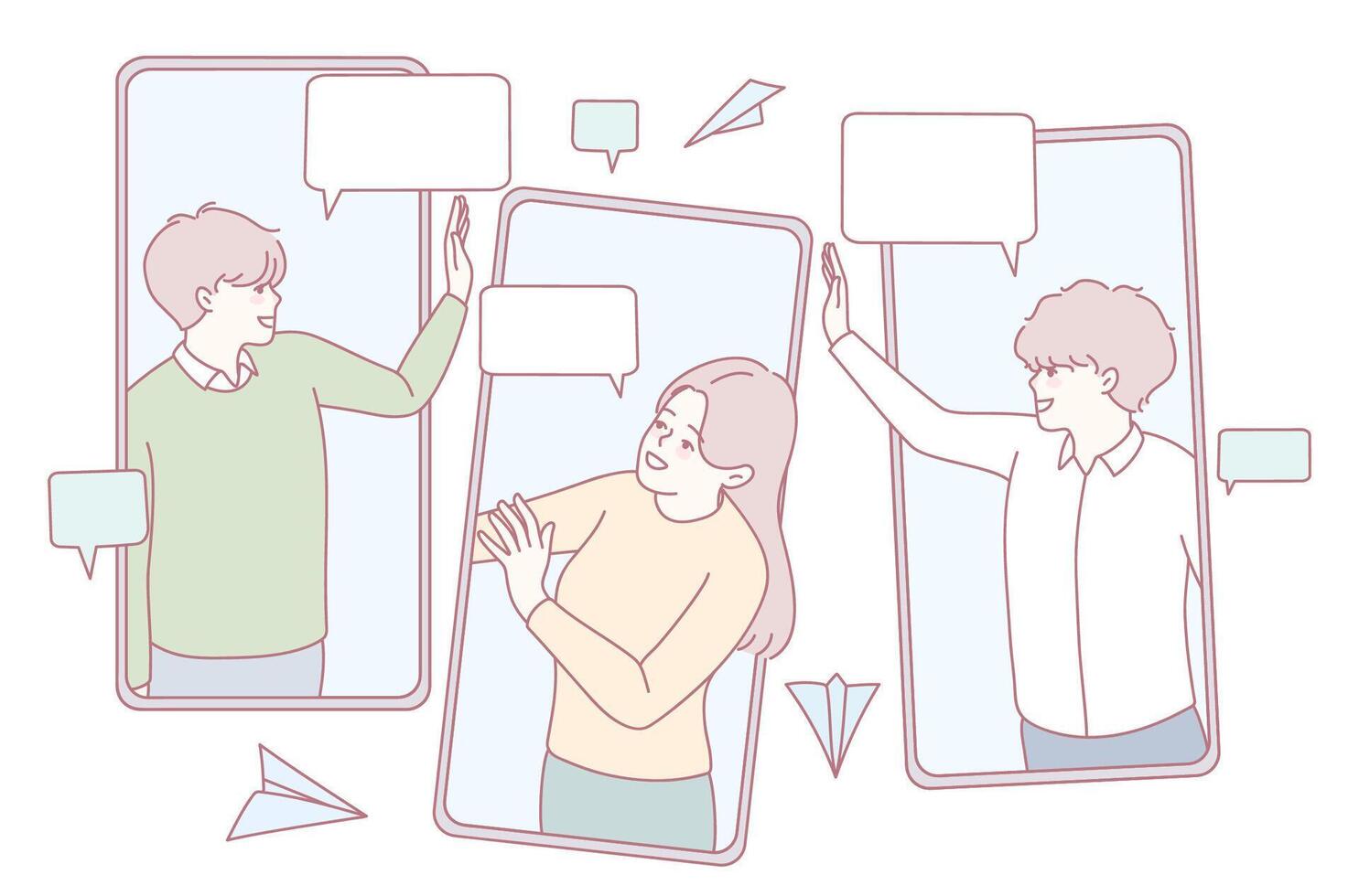 Engaging in digital communication with friends through a vibrant chat interface design vector