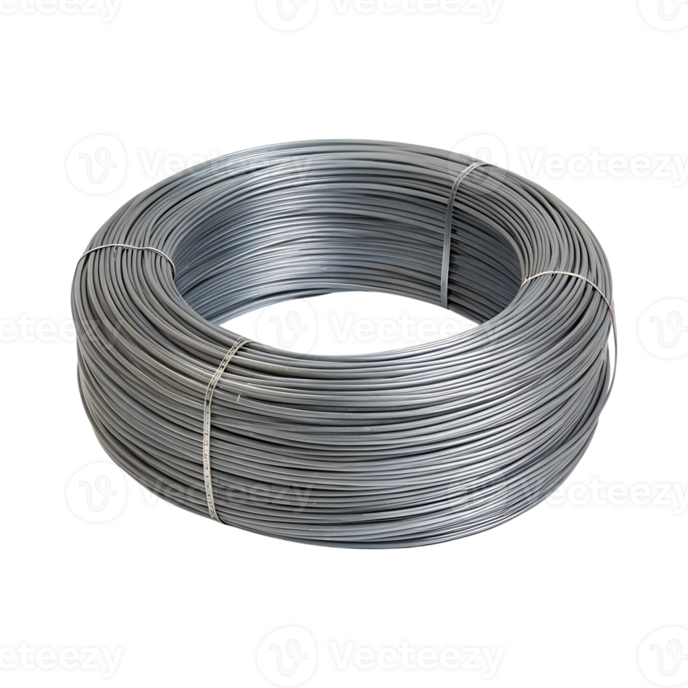 Coil of industrial metal wire ready for construction and engineering png
