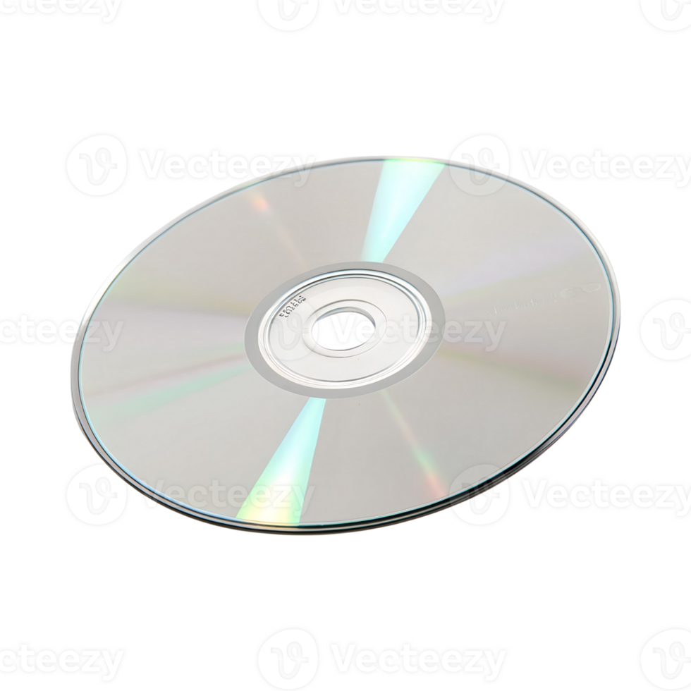 A close up, slightly angled studio shot of a compact disc png