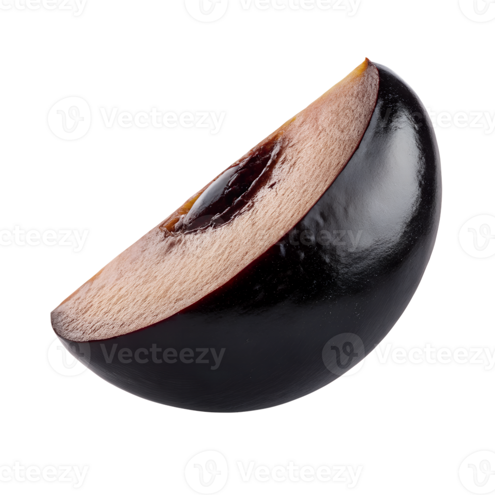 A Single Slice of Black Plum Close Up a Neutral png