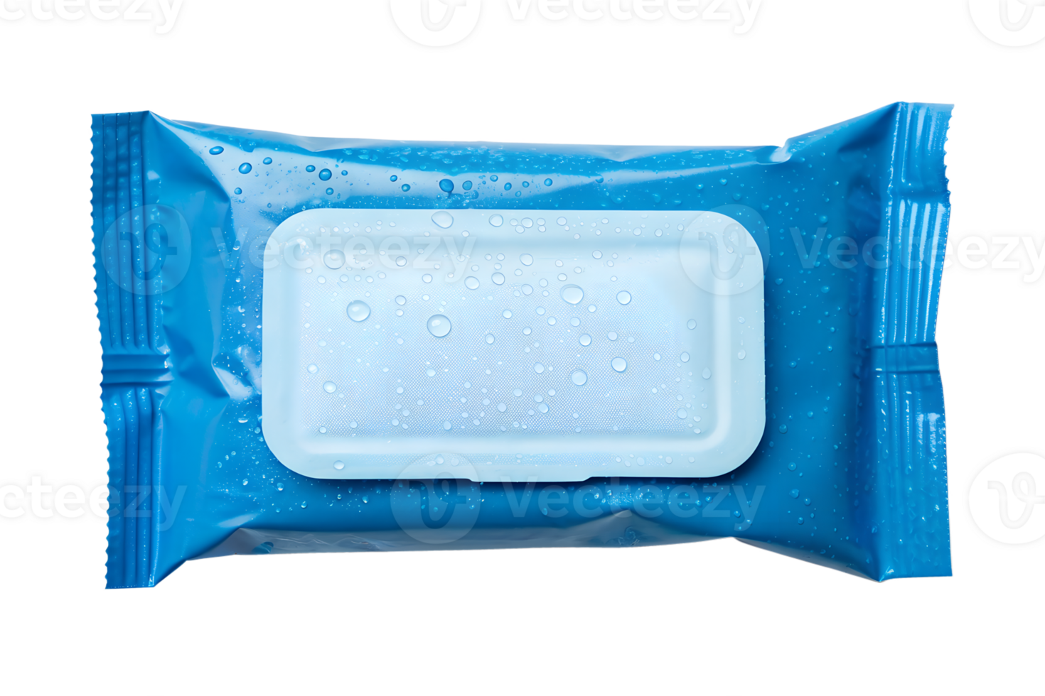 Pack of moist wipes in blue packaging showing fresh water droplets png