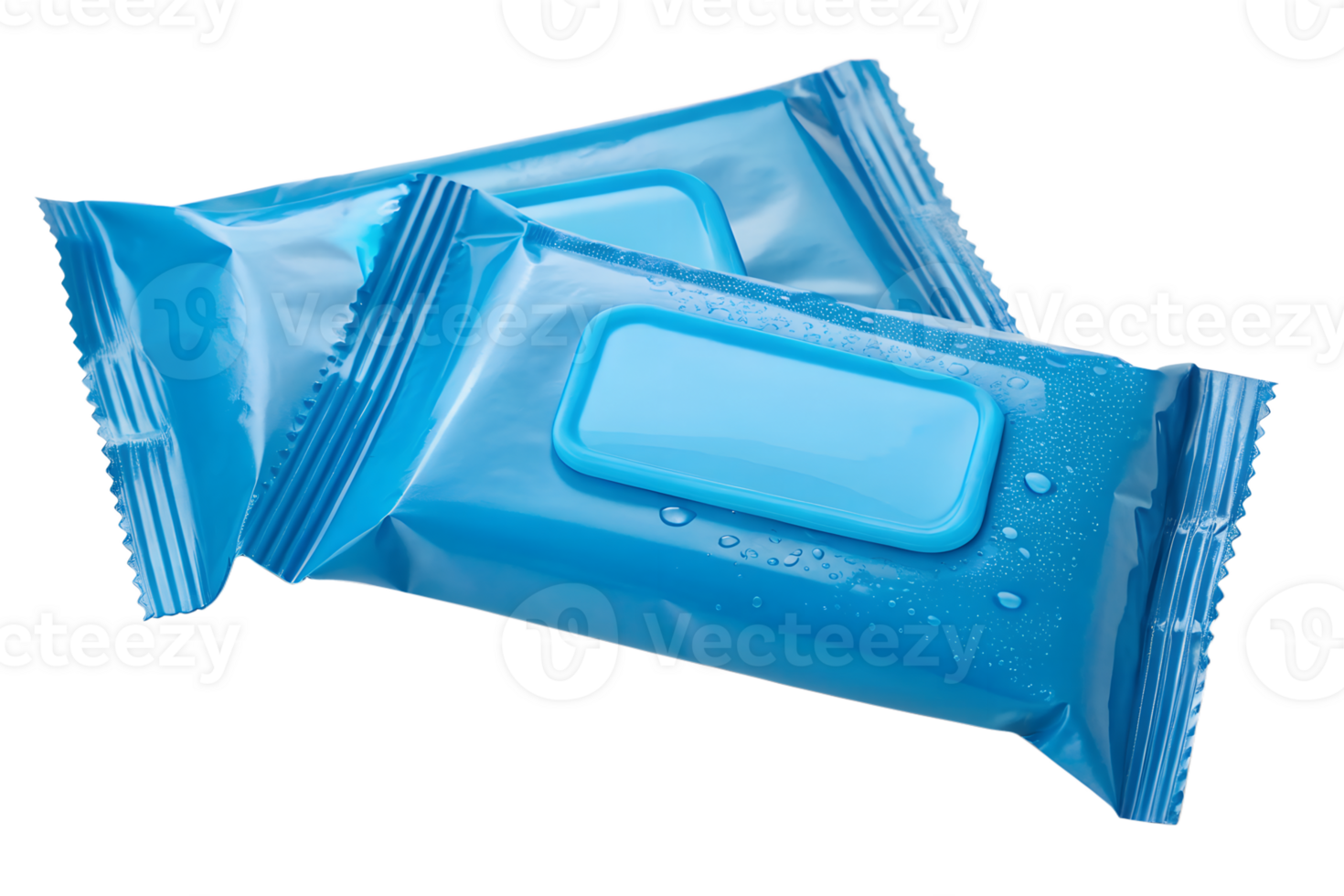 Two packs of blue wet wipes with water droplets the package png