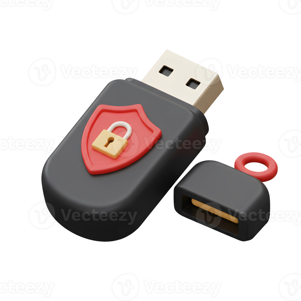 Secure 3D USB Flash Drive, Ideal for Data Storage, Digital Security, and Portability png