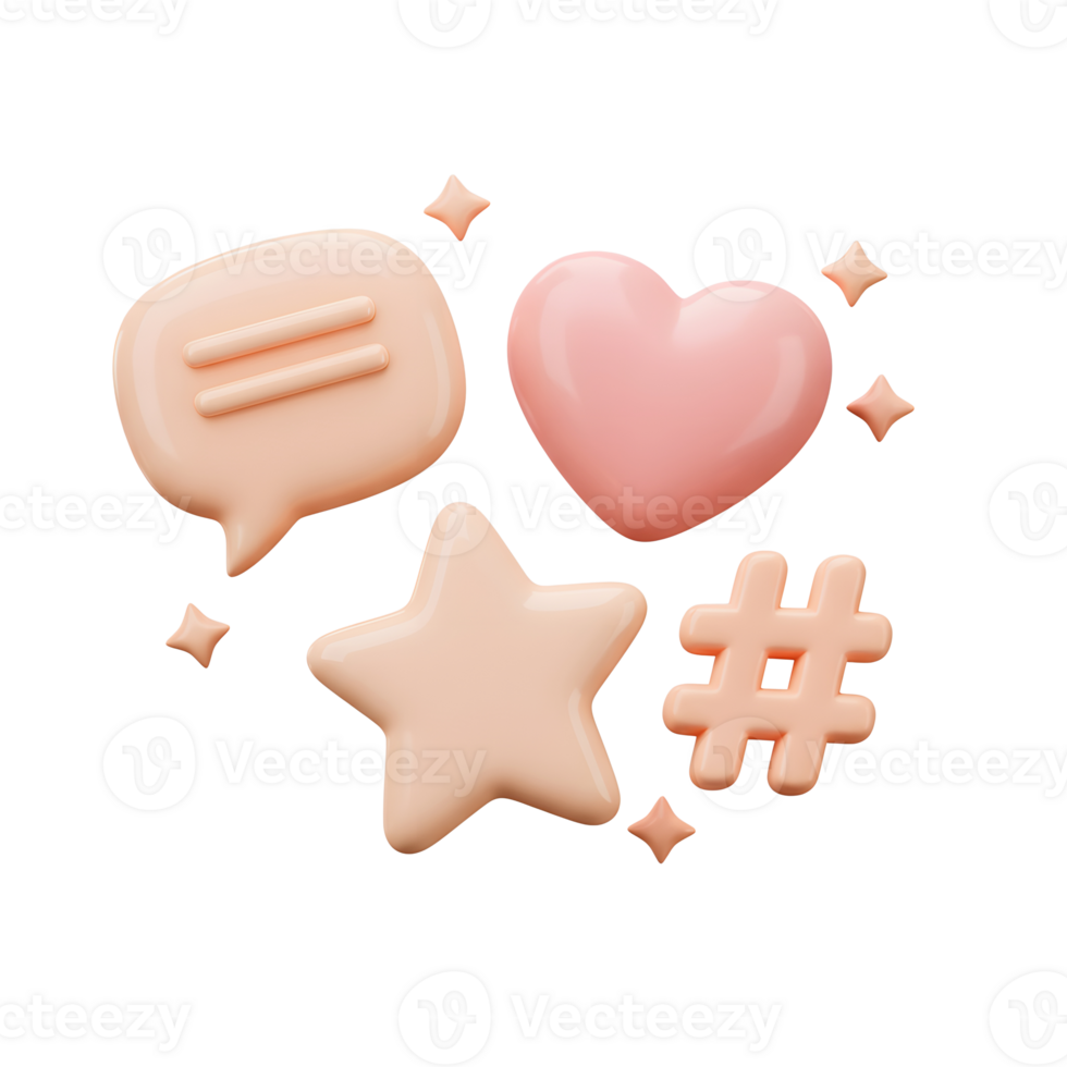 Engaging 3D Social Media Icons, Perfect for Digital Marketing, Likes, and Interaction png