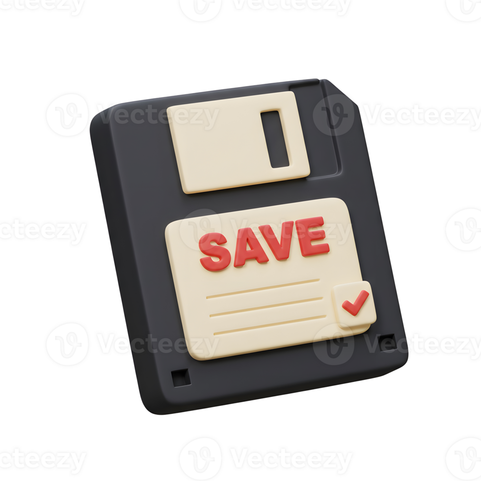 Iconic 3D Floppy Disk Save Icon, Perfect for Data Storage and Digital Preservation png