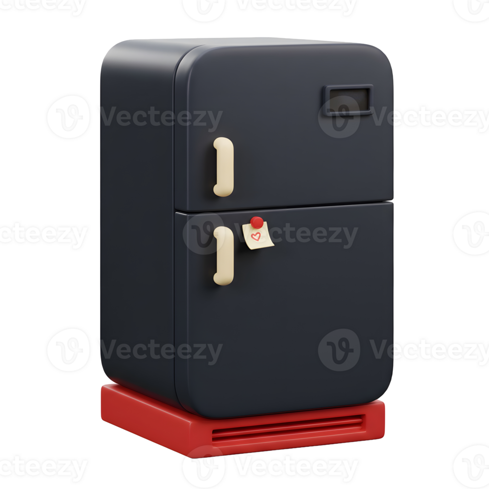 Modern 3D Refrigerator with Reminder Note for Home and Kitchen Concepts png