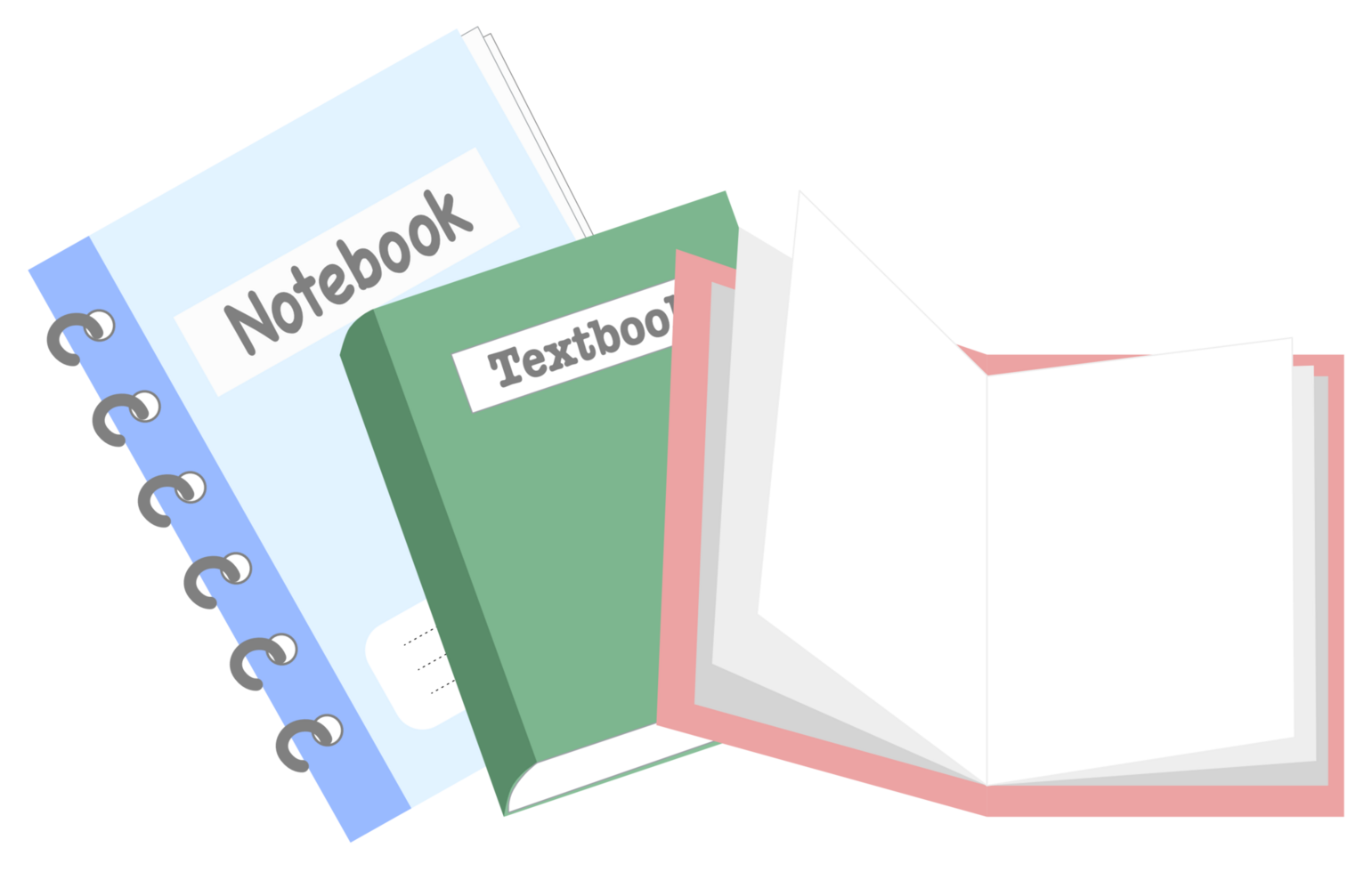 Stack of books and notebooks png