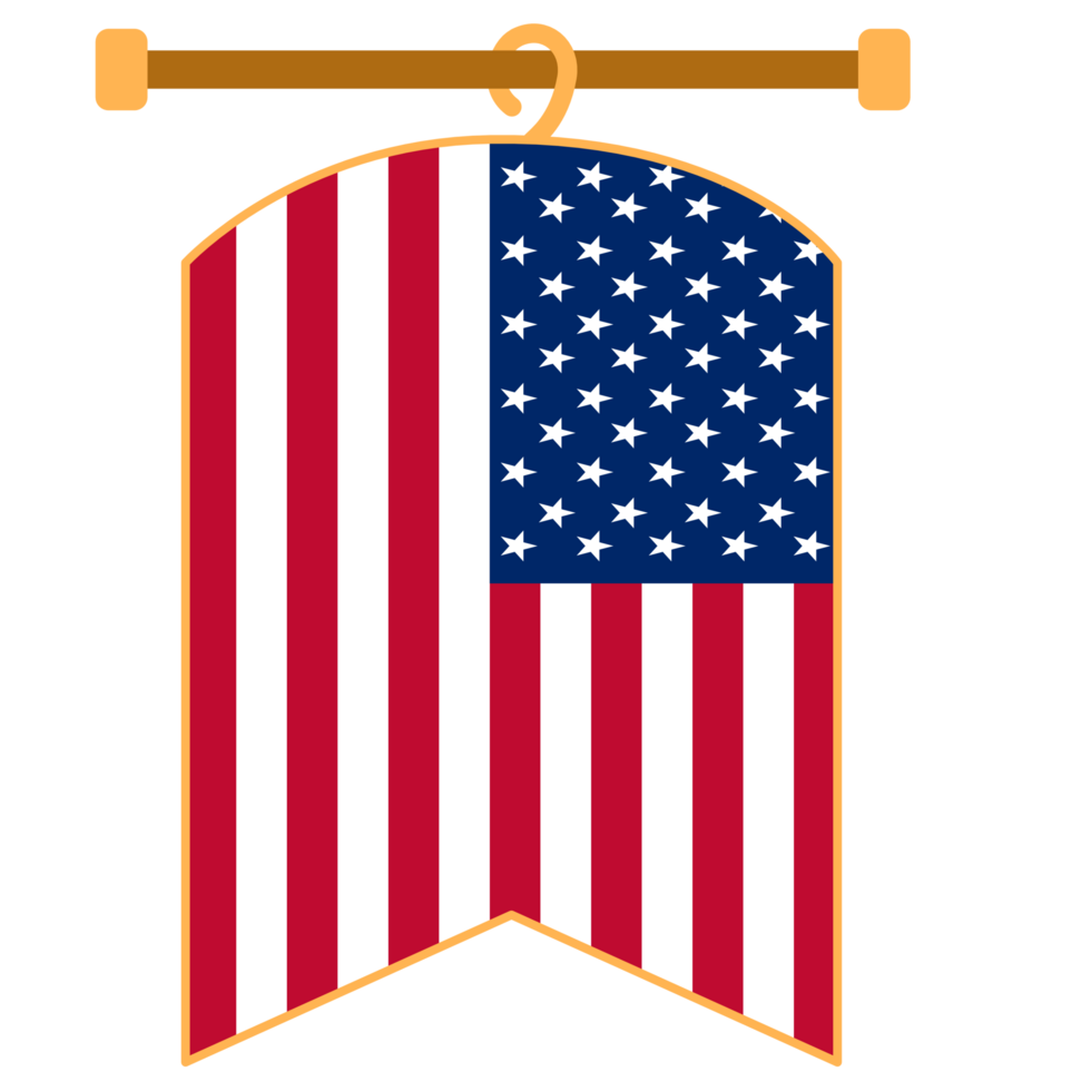 American flag hanging on a wooden pole png
