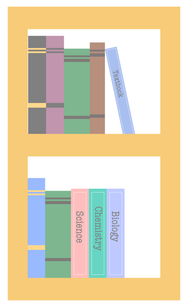 Wooden Bookshelf with text book png