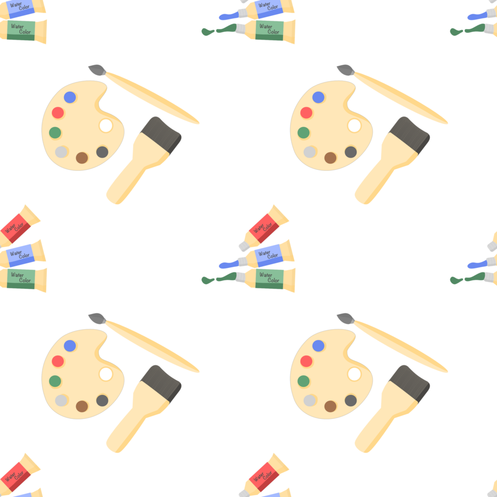 Seamless Pattern Background with color palette and paint brush png