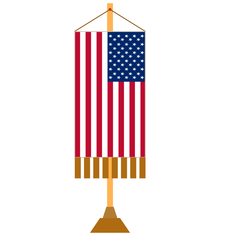 The American flag has a tassel hanging from the edge png