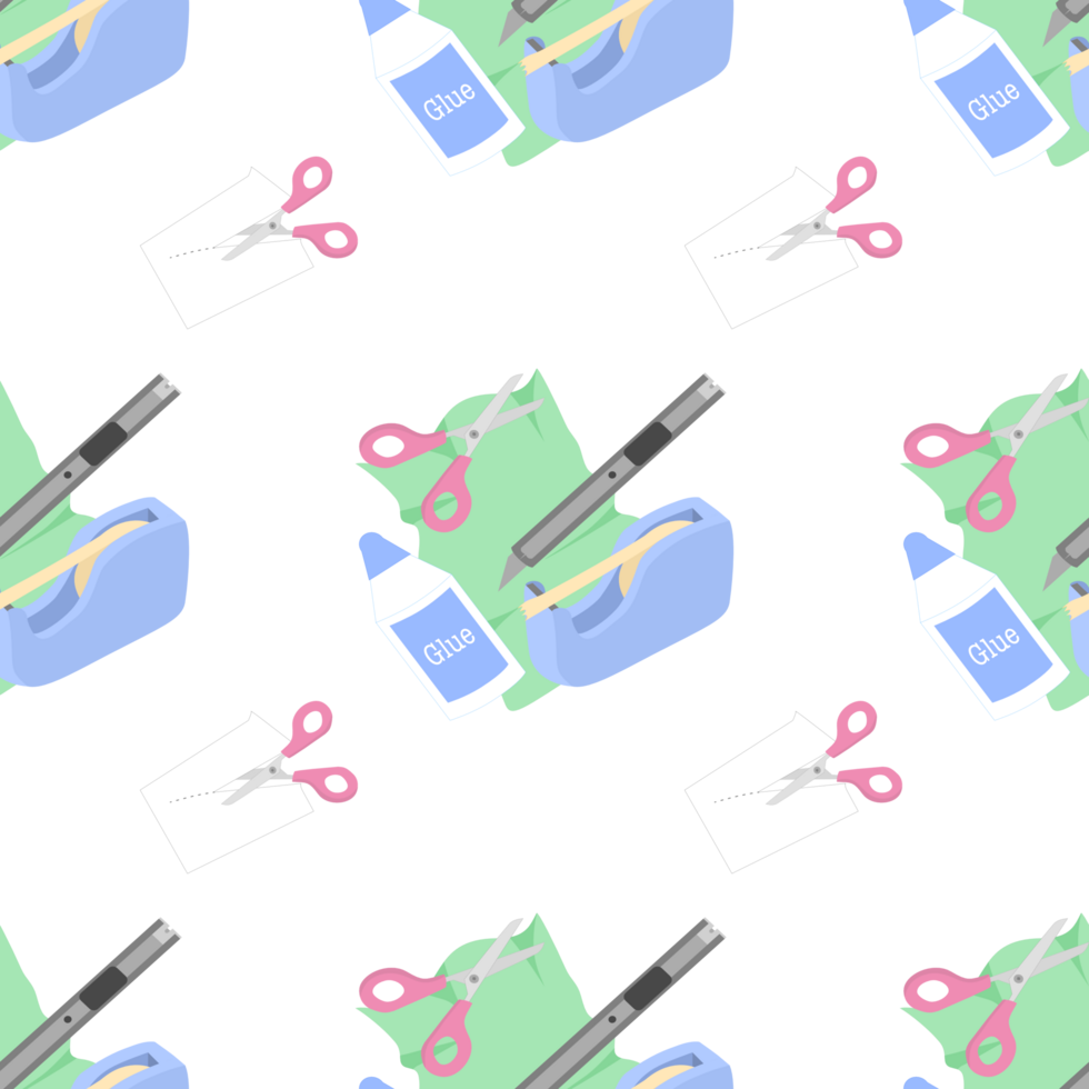 Back to school seamless pattern background with craft and art supply png