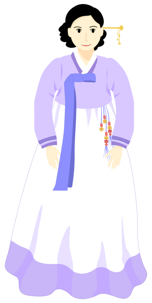 a Korean woman in purple and white national costume png