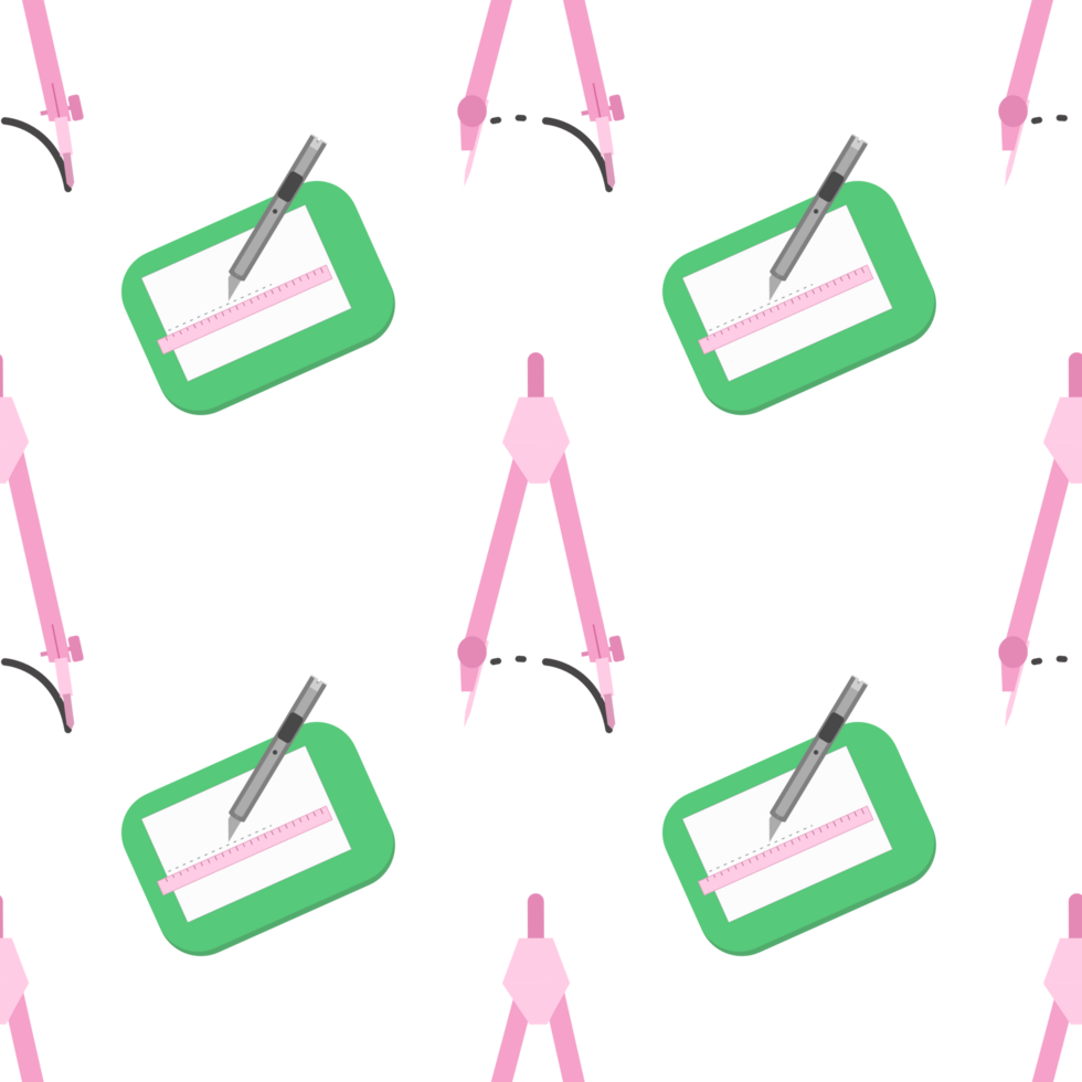 Back to school seamless pattern background with compass and cutter png