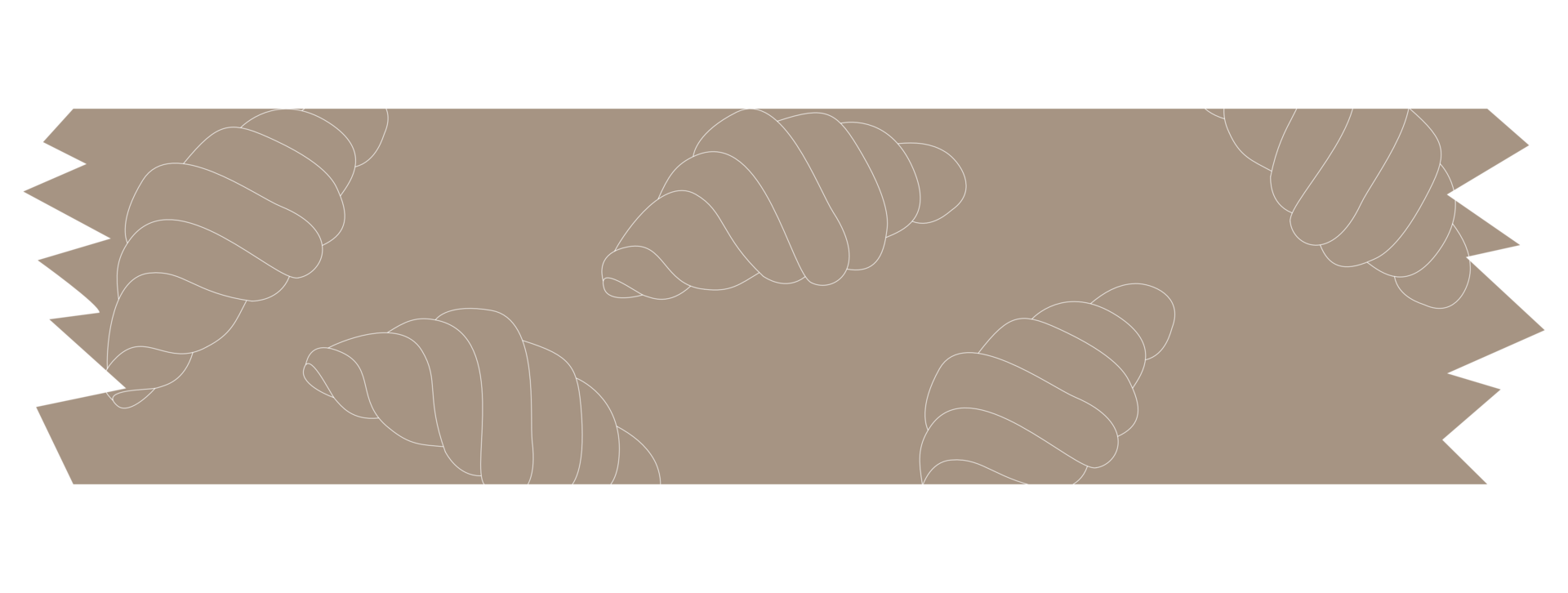 Minimalist autumn tone decorative tape with croissant png