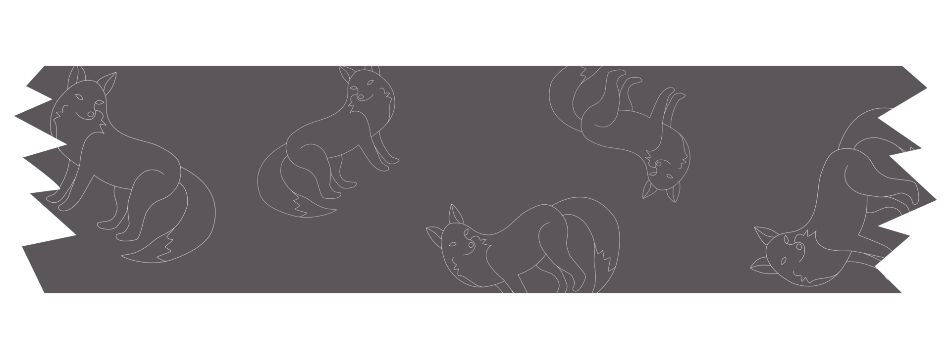 Minimalist autumn tone decorative tape with fox png
