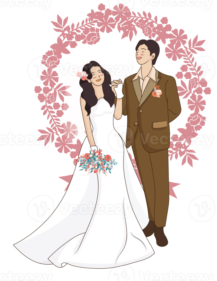 Cartoon Wedding Groom and Bride png