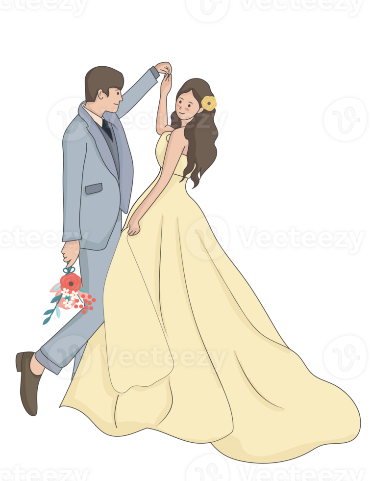 Cartoon Wedding Couple Illustration png