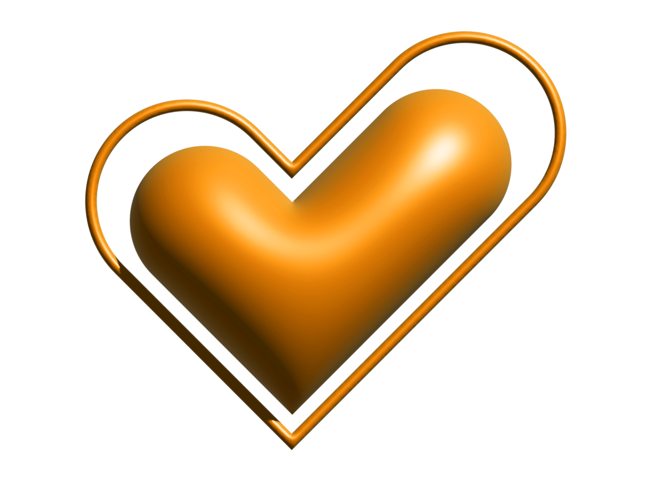3D Y2K gradient orange retro heart and star icon png