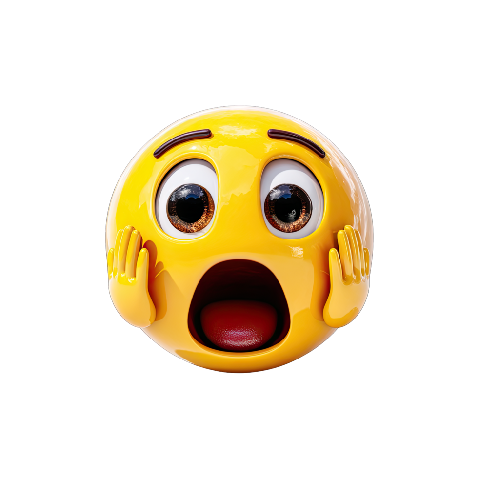 3D Rendered Shocked Emoticon Face png