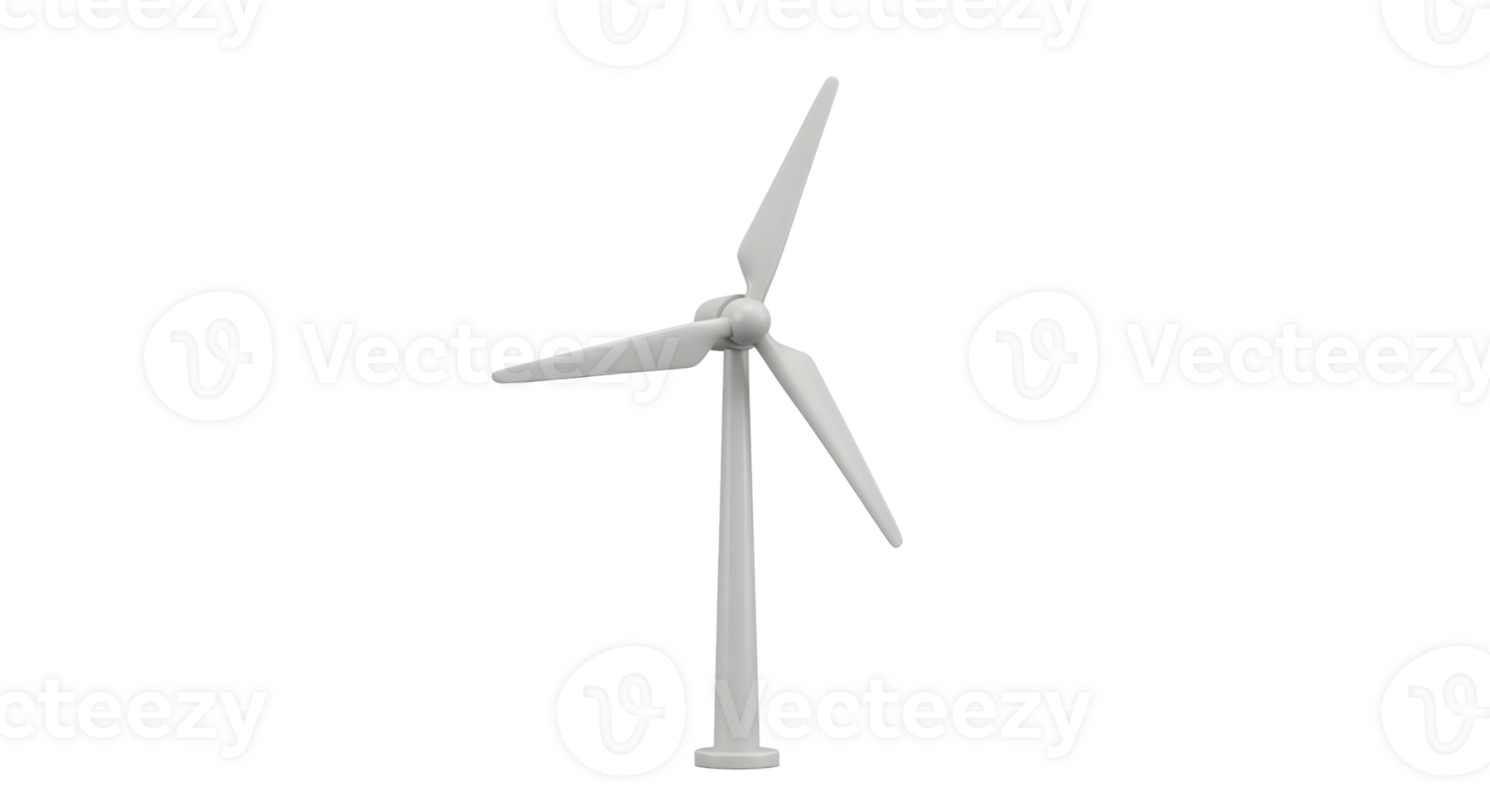 White wind turbine rendering on transparent background. Concept for clean and renewable energy. Wind power generation technology visual. png