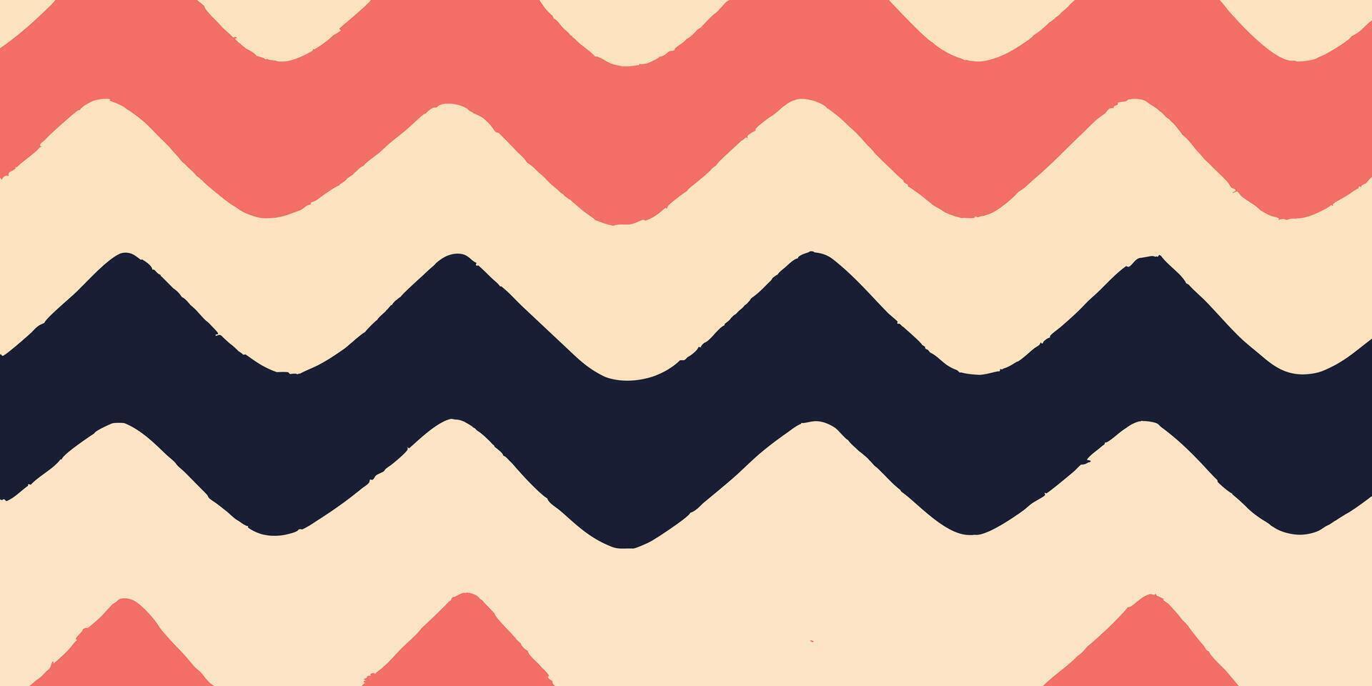 Chevron Pattern Coral Navy Cream Zigzag Design vector