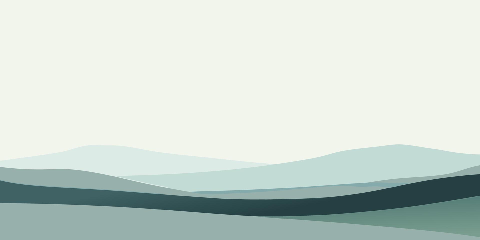 Serene Landscape Minimalist Green Mountain Range Background vector
