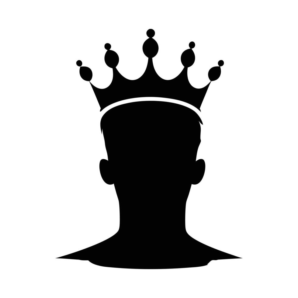 King Silhouette Crowned Head Leadership Icon Royalty Graphic vector