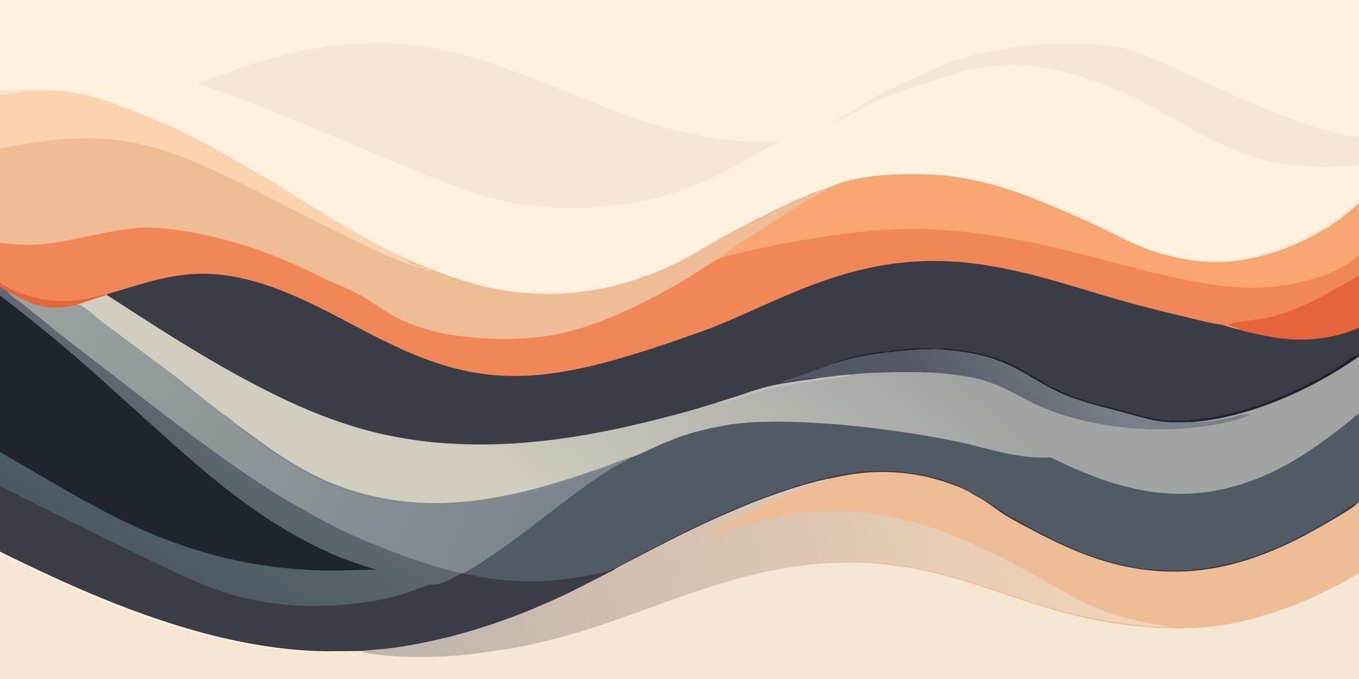 Abstract Wave Pattern Peach Gray and Black Swirls Background Texture vector