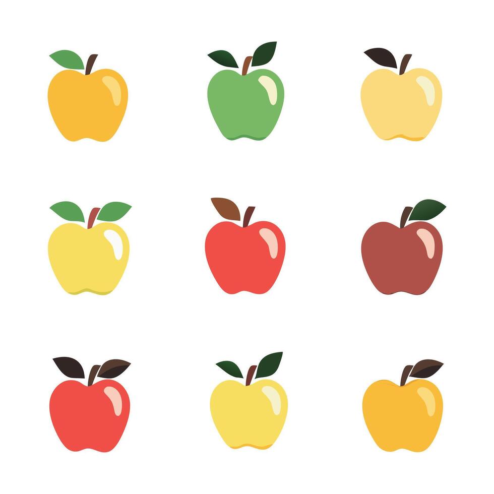 Nine Colorful Apples A Simple Fruit Illustration vector