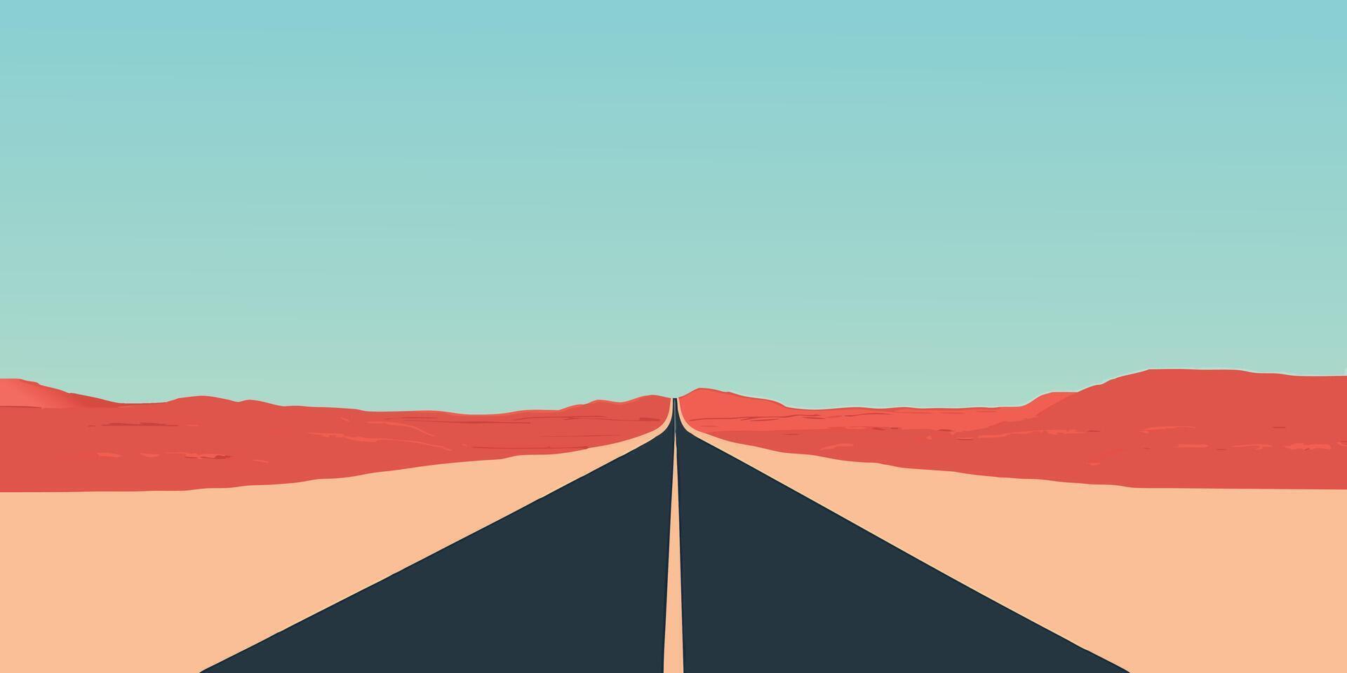 Open Road Minimalist Desert Highway Landscape Artistic Travel and Journey Visual vector