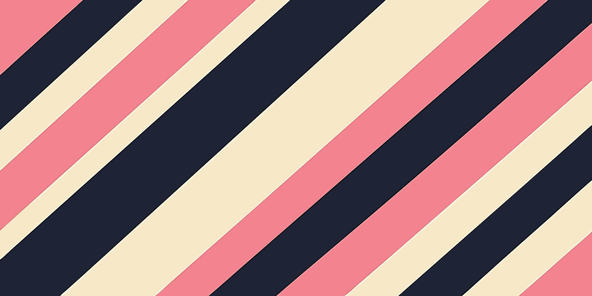 Diagonal Stripes Pattern Pink Cream and Navy Blue Design vector