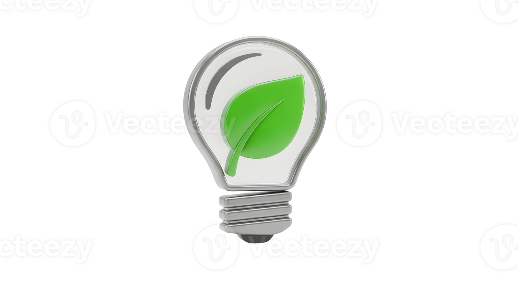 Light bulb with green leaf inside on transparent background. Eco friendly energy concept with plant symbol for sustainable solution. png