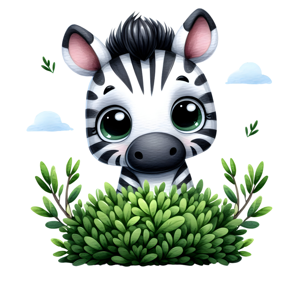 A cartoon zebra sitting in the grass png