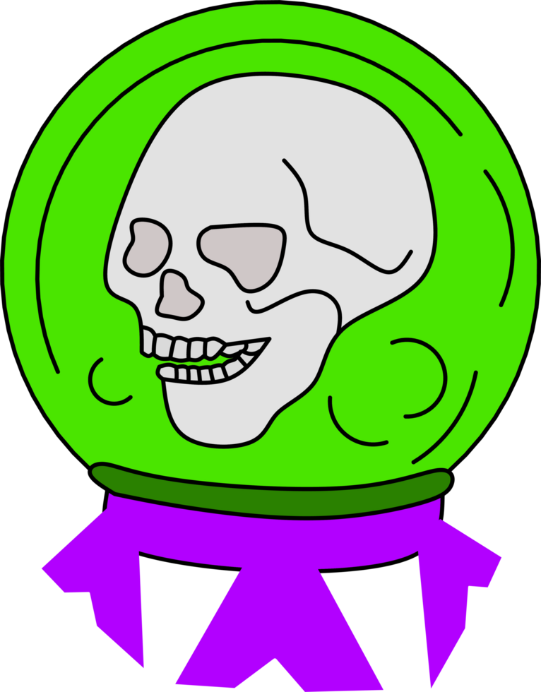 Magic ball with skull illustration png