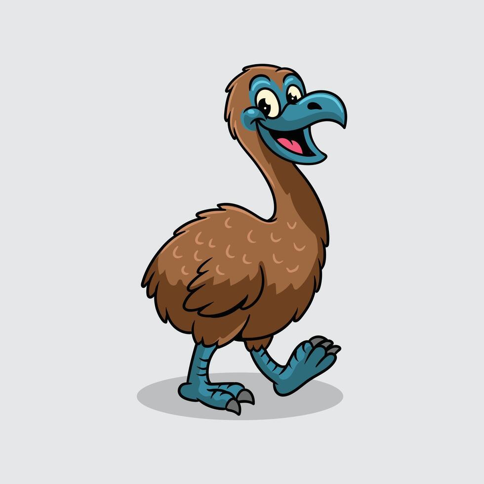 Cute Moa Bird extinct animal Character Mascot in Cartoon Illustration vector