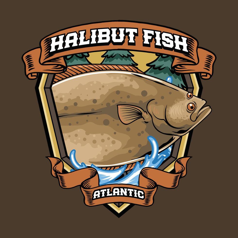 Halibut fish atlantic logo vector