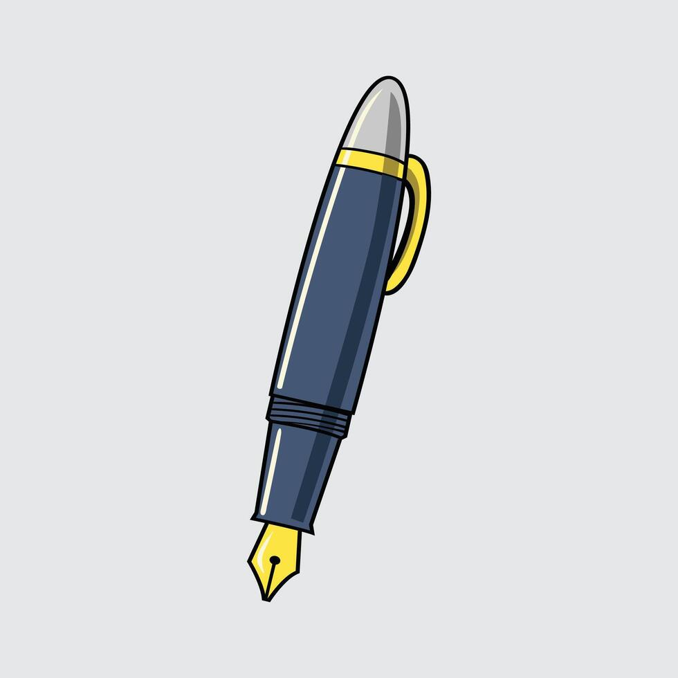 A Fountain Pen cartoon illustration isolated on a light background vector