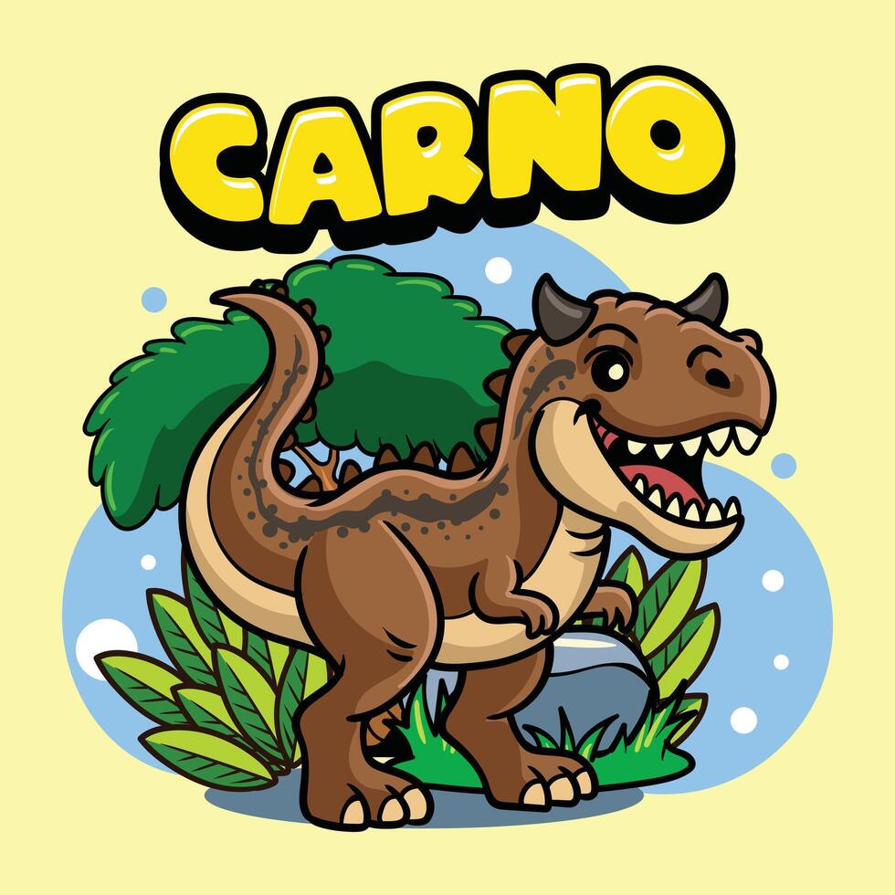 Carnotaurus Dinosaur Character Cartoon Illustration vector