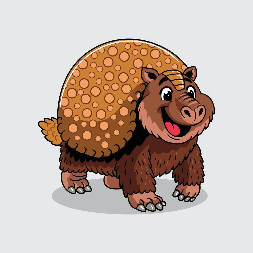Cute Glyptodon extinct animal Character Mascot in Cartoon Illustration vector