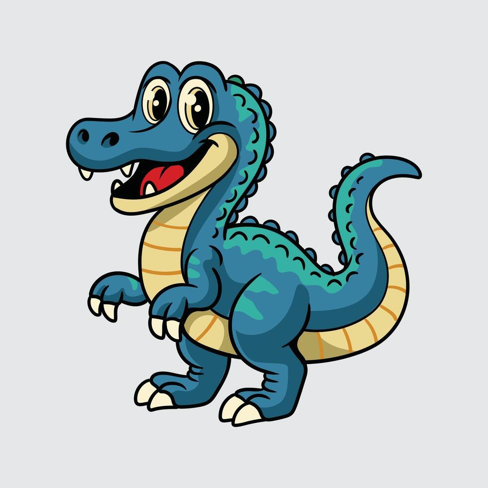 Funny Baryonyx Dinosaur isolated cartoon illustration with light background vector